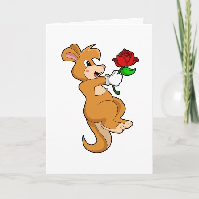 Kangaroo with Flower Card (Front)