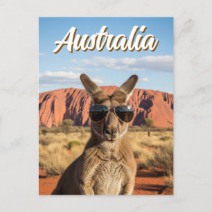 Kangaroo with sunglasses at Uluru Australia Postcard