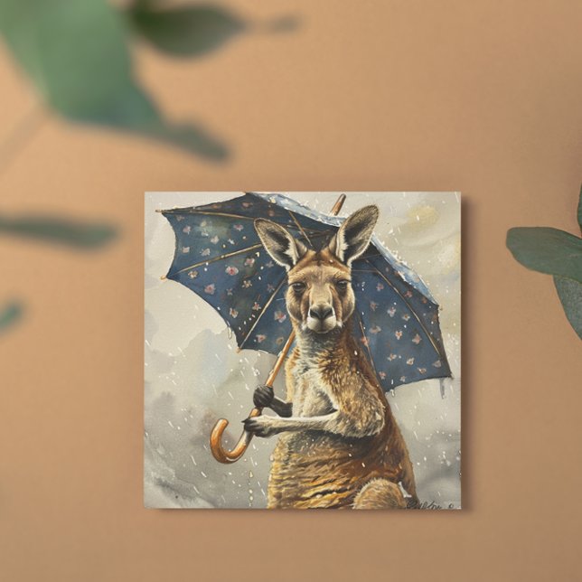 Kangaroo with umbrella, customisable invitation (Creator Uploaded)