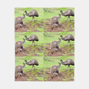 Kangaroos And Emu, Mediuml Fleece Blanket. Blanket