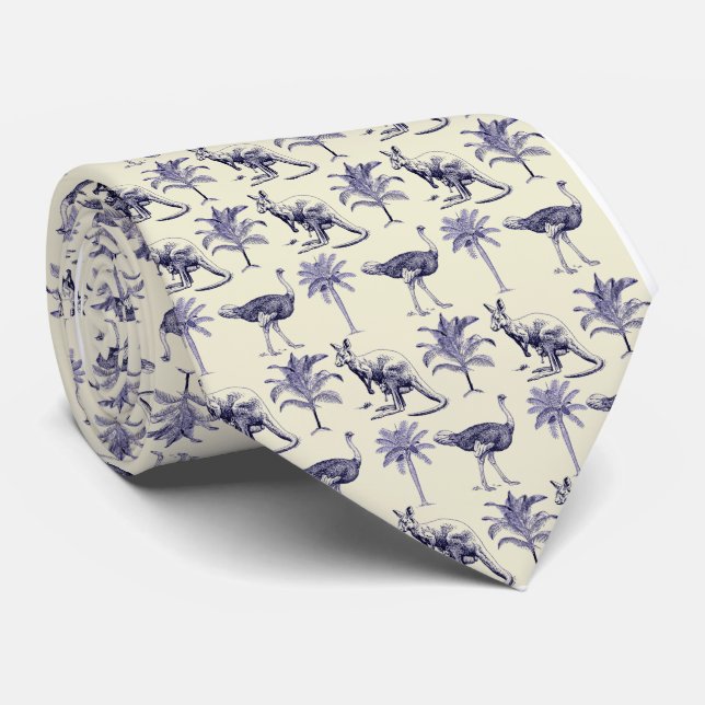 Kangaroos and Ostriches Tie (Rolled)