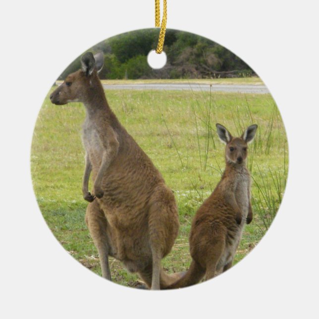 Kangaroos Ceramic Tree Decoration (Front)