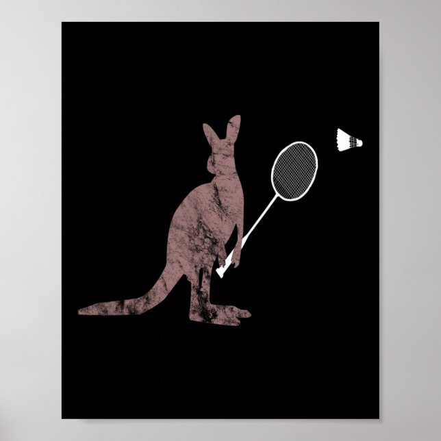Kangaroos Dminton Australia Marsupials Bouncing  Poster (Front)