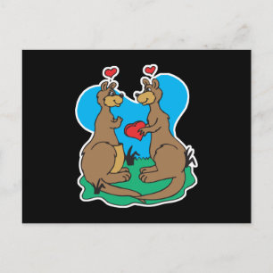 kangaroos in love postcard