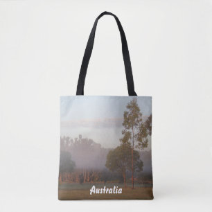 Kangaroos in the fog tote bag