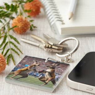 Kangaroos Playing Aussie Rules Football, Key Ring