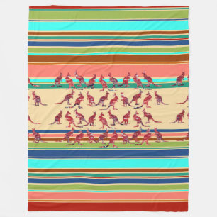 Kangaroos & Strips Pattern + ypor ideas Fleece Blanket