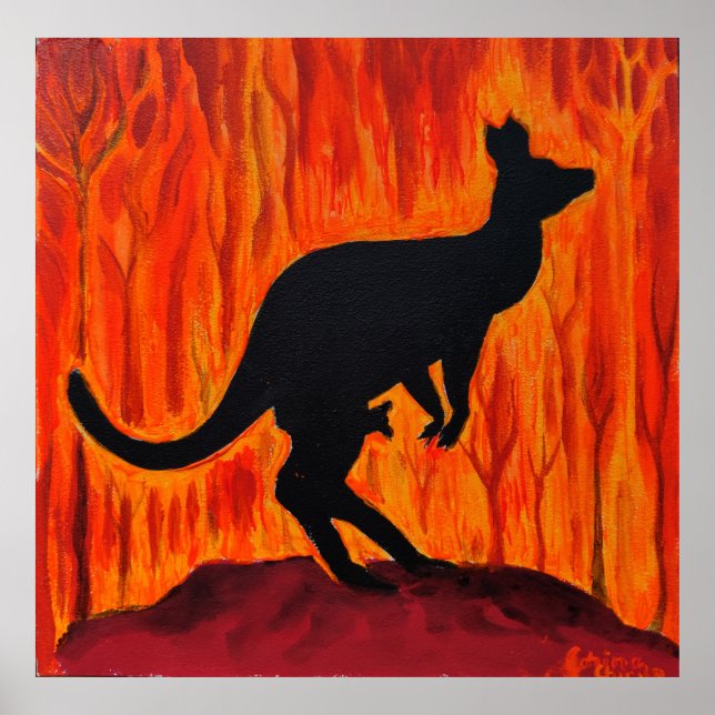 Kangourou on fire poster (Front)