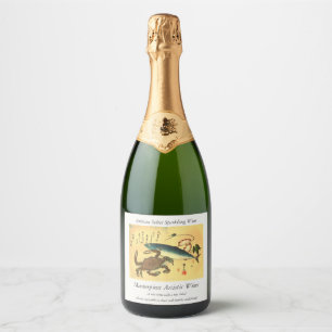 Kani or Kegani & Saba - Hiroshige's Japanese Fish Sparkling Wine Label