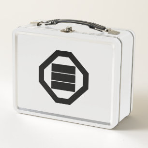 Kanji characters for three on tray metal lunch box
