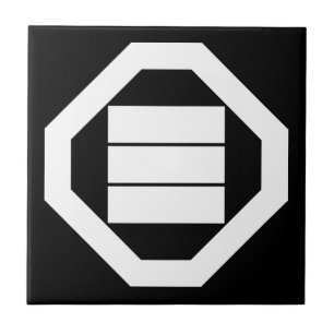 Kanji characters for three on tray tile