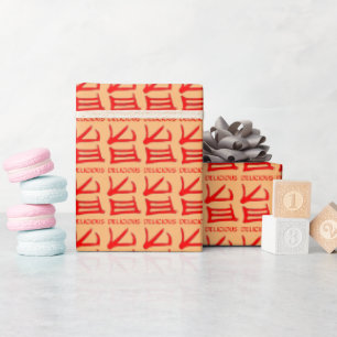 Kanji Delicious Red glossy tan wrapping paper