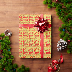 Kanji Delicious Red matte Gold Vein wrapping paper