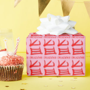 Kanji Delicious red pink matte wrapping paper