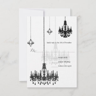 Kanji for Love 7 Black Chandeliers Wedding RSVP