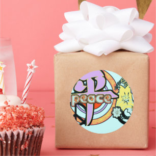 Kanji for Peace Flower Power Hip Cool Groovy Classic Round Sticker