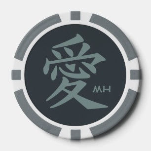Kanji Love custom monogram & colour poker chips