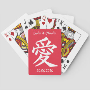 Kanji Love custom text & colour playing cards