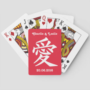 Kanji Love custom text & colour playing cards