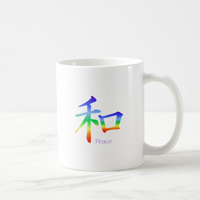 Kanji Peace Symbol in Chakra Colours Coffee Mug (Right)