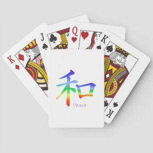 Kanji Peace Symbol in Chakra Colours Playing Cards