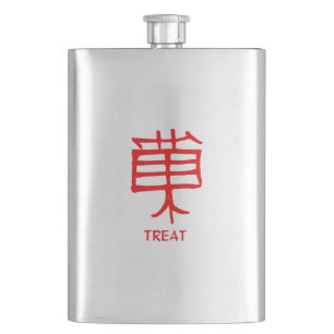 Kanji Treat red stainless steel flask