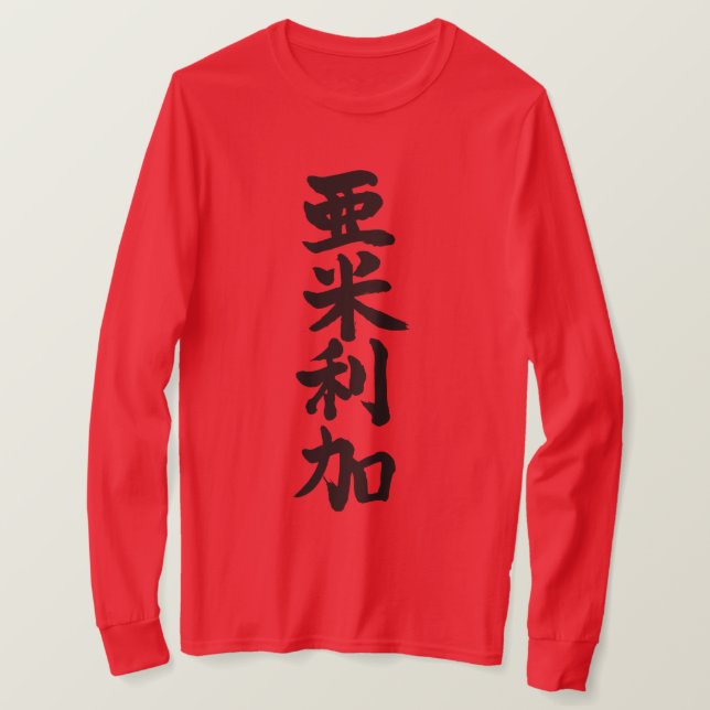 [Kanji] USA by verical long sleeves T-Shirt (Design Front)