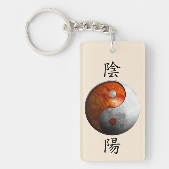 Kanji with Sun & Moon Yin Yang Key Ring (Front)