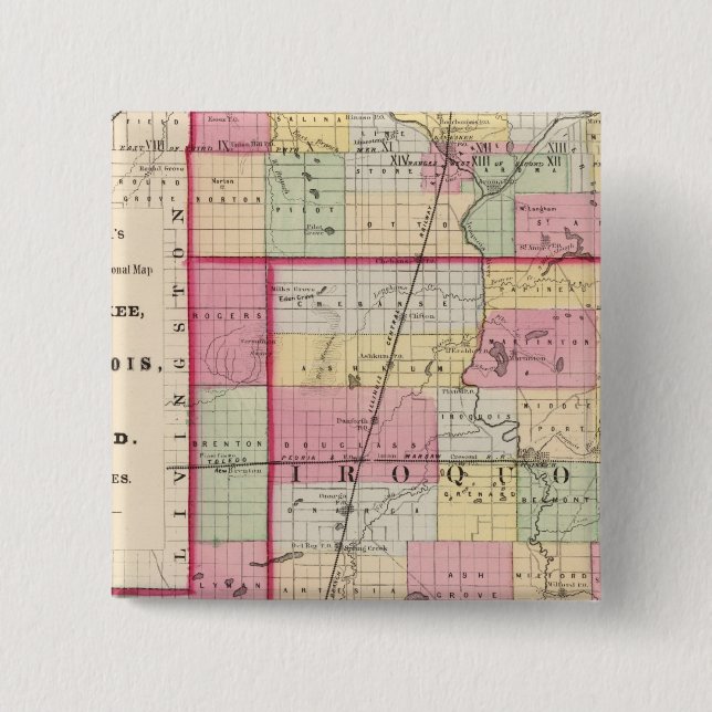 Kankakee, Iroquois, Ford counties 15 Cm Square Badge (Front)