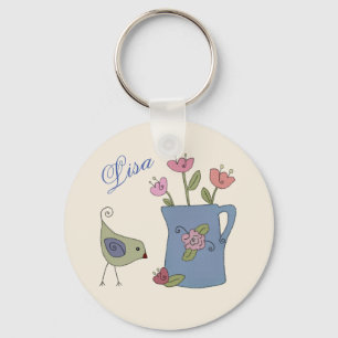 Kanne mit Vogel personalisiert Key Ring