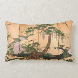 Kano Eino Birds and Flowers of Spring and Summer Lumbar Cushion
