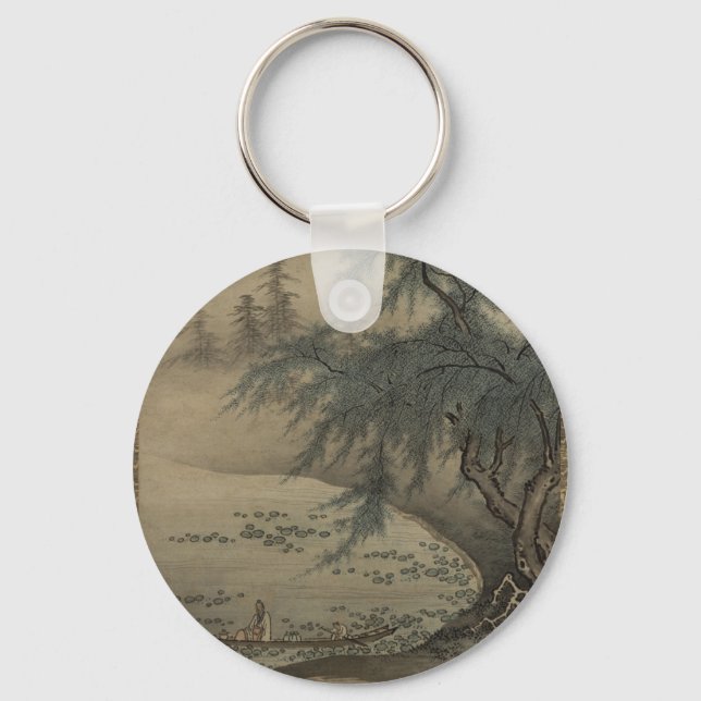 Kano Masanobu - Appreciating Lotuses Key Ring (Front)