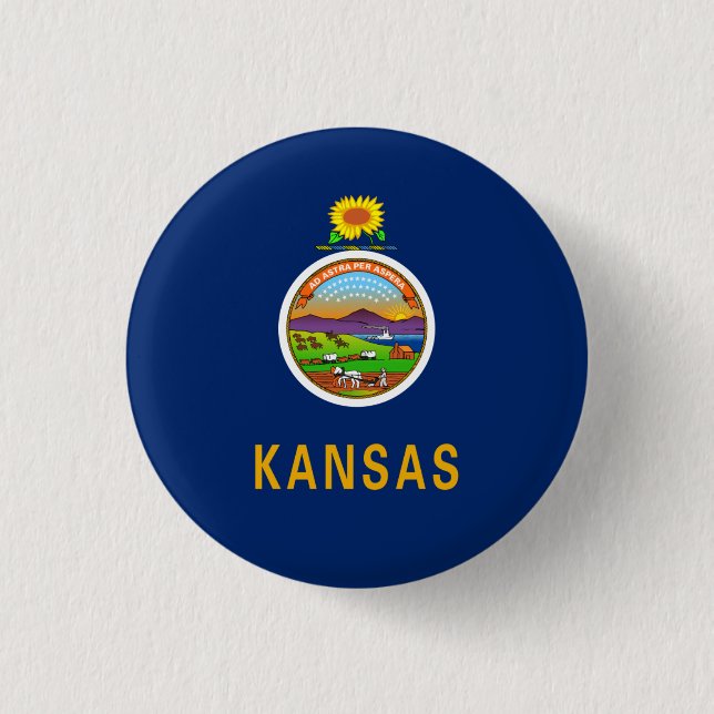 Kansan Flag, Flag of Kansas 3 Cm Round Badge (Front)