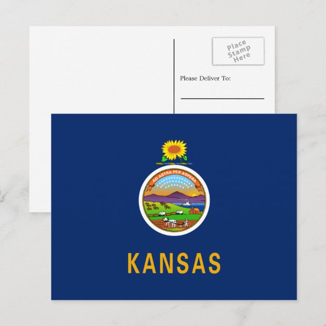 Kansan Flag, Flag of Kansas Postcard (Front/Back)