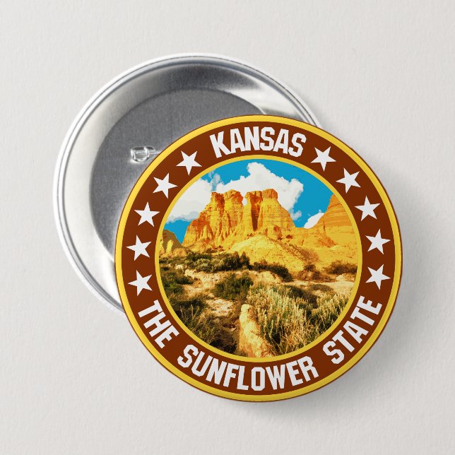 Kansas                                             7.5 cm round badge (Front & Back)