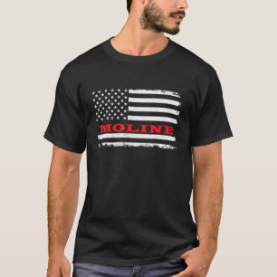 Kansas American Flag Moline Usa Patriotic Souvenir T-Shirt