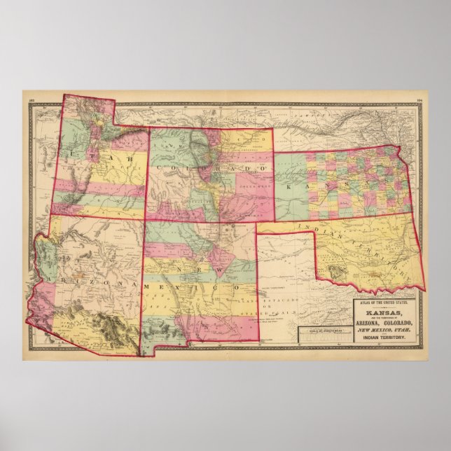 Kansas, and Arizona, Colorado, New Mexico, Utah Poster (Front)