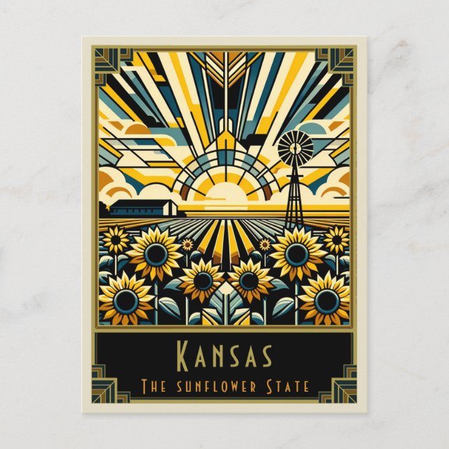Kansas | Art Deco Postcard (Front)