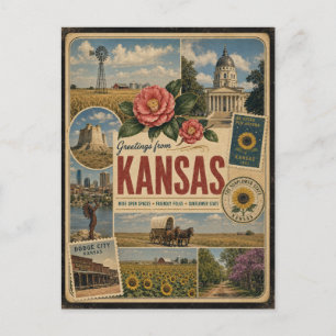 Kansas Authentic Vintage Style Postcard