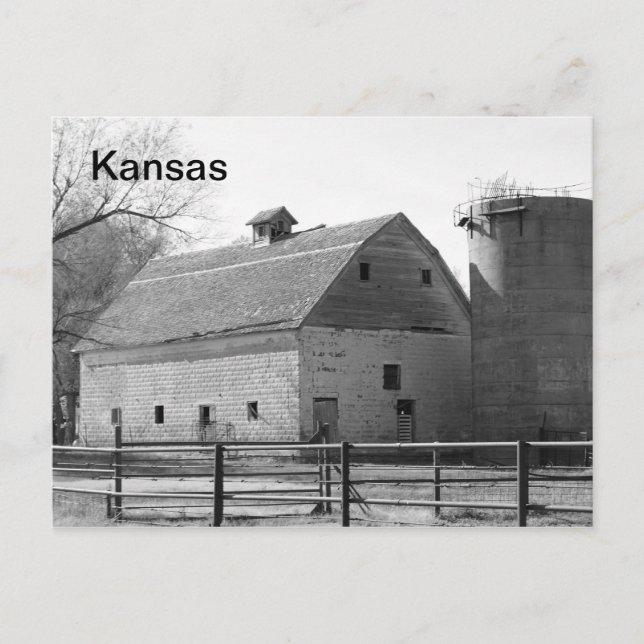 Kansas Barn and Silo Postcard (Front)