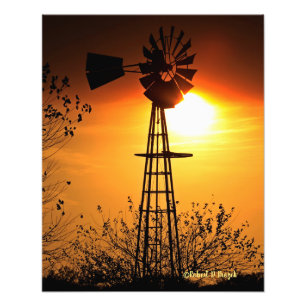 Kansas Beauty with Sunset with clouds. Photo Print