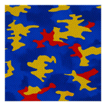 Kansas Blue Red Yellow Vibrant Camo Pattern