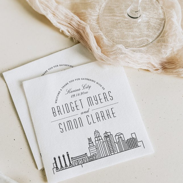 Kansas City Deco Skyline | Wedding Event Napkins (Creator Uploaded)