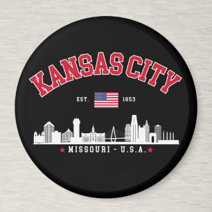 Kansas City Flag & Skyline Design Cool Midwest Magnet