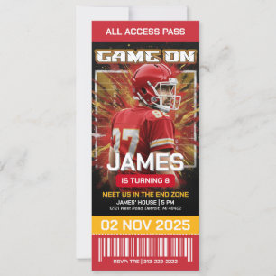 Kansas City Football Ticket Birthday Invitation