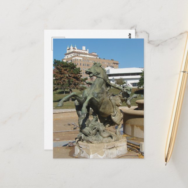 Kansas City Fountain Horse in Autumm Postcard (Front/Back In Situ)