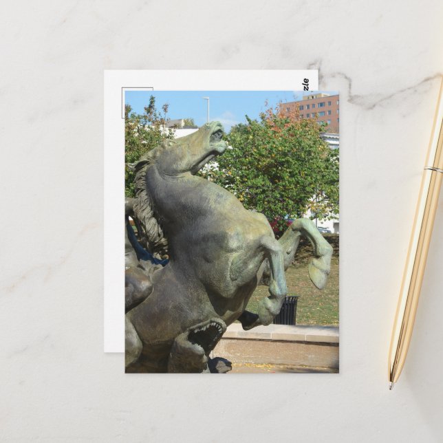 Kansas City Fountain Horse in Autumm Postcard (Front/Back In Situ)