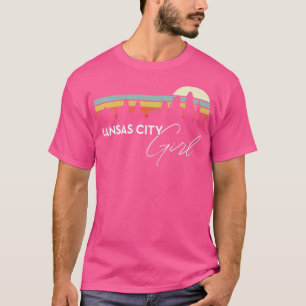 Kansas City Girl Retro Sunset City Skyline Souveni T-Shirt