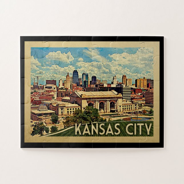 Kansas City Jigsaw Puzzle Missouri Vintage Travel (Horizontal)