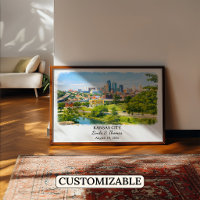 Kansas City Kansas Poster, Watercolor, Custom